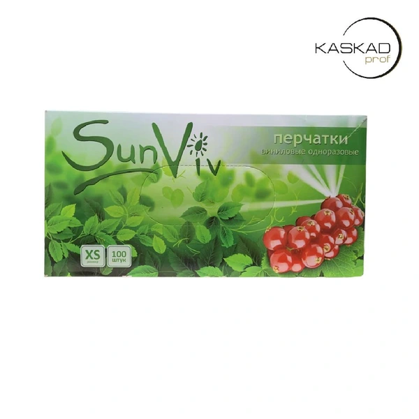 SunViv Перчатки виниловые ХS, 50 пар/уп. SunViv