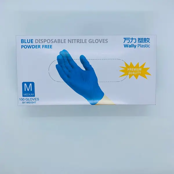 Wally Plastic Перчатки Нитрил ГОЛУБЫЕ M, 50 пар/100 шт Nitrile Gloves