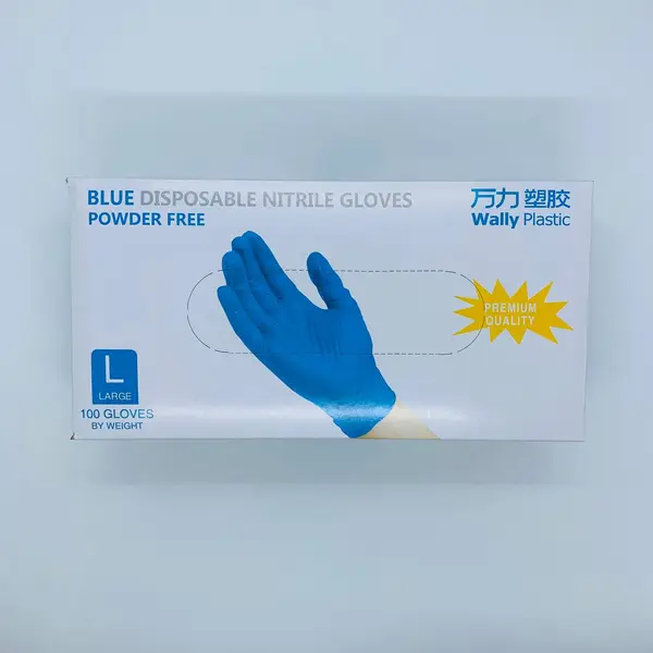 Wally Plastic Перчатки Нитрил ГОЛУБЫЕ L, 50 пар/100 шт Nitrile Gloves