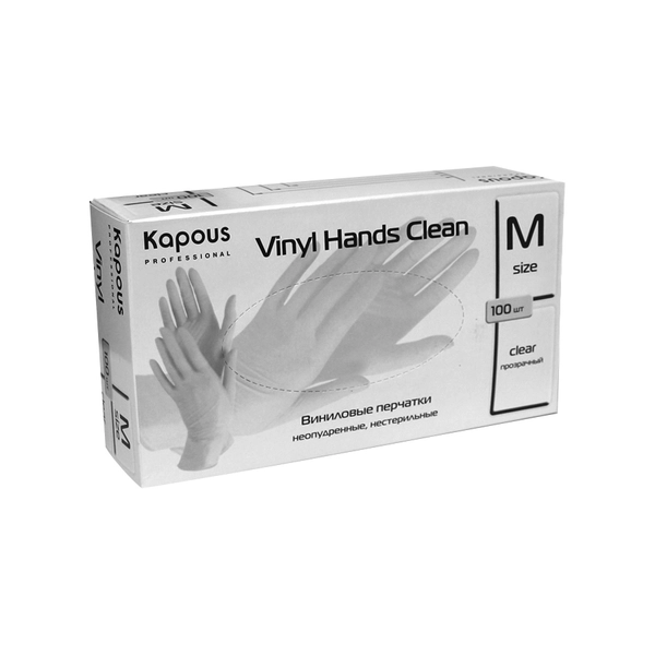 Kapous Professional Виниловые перчатки неопудренные, «Vinyl Hands Clean», ЧЕРНЫЕ, 100 шт., M