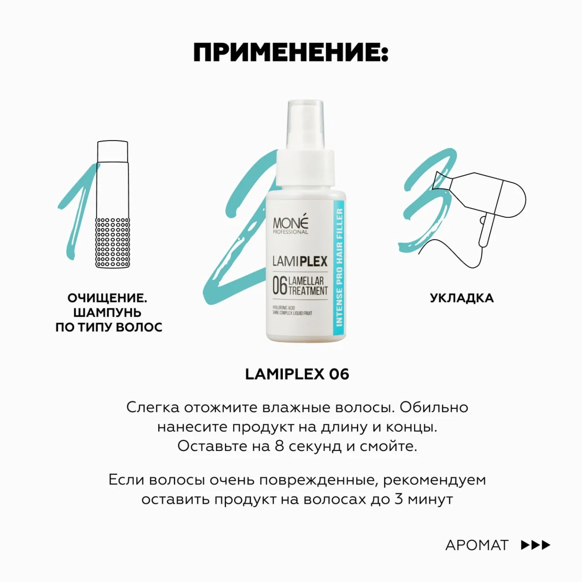 Mone Professional Ламеллярная вода для волос Lamiplex 06 Lamellar Treatment, 100 мл