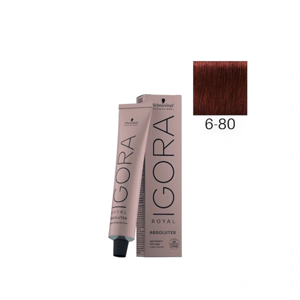 Schwarzkopf Professional 6-80 Темный русый красный натуральный, краска для волос Igora Royal Absolutes, 60 мл