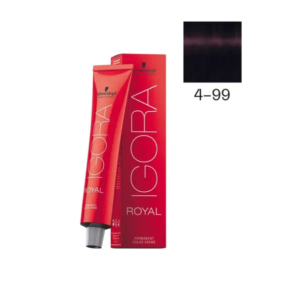 Schwarzkopf Professional 4-99 Средний коричневый фиолетовый экстра, краска для волос Igora Royal, 60 мл