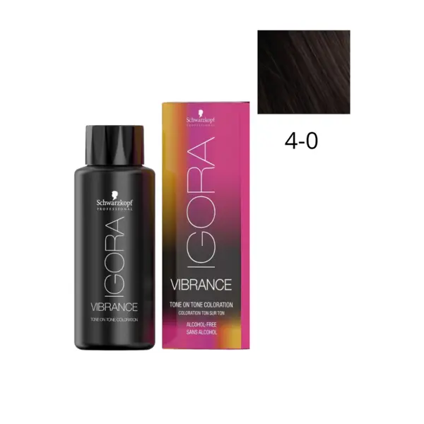 Schwarzkopf Professional 4-0 Средний коричневый натуральный, безаммиачный краситель тон-в-тон Igora Vibrance, 60 мл