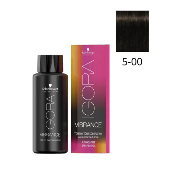Schwarzkopf Professional 5-00 Светлый коричневый натуральный экстра, безаммиачный краситель Igora Vibrance, 60 мл