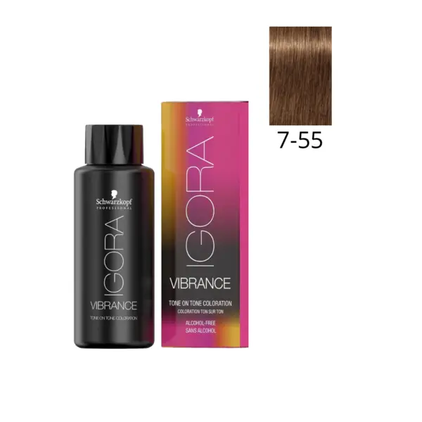 Schwarzkopf Professional 7-55 Средний русый золотистый экстра, безаммиачный краситель Igora Vibrance, 60 мл (-50% до 01.25)