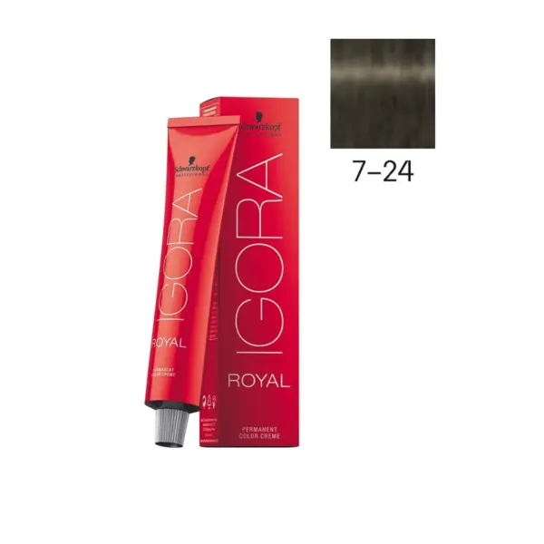 Schwarzkopf Professional 7-24 Средний русый пепельный бежевый, краска для волос Igora Royal, 60 мл