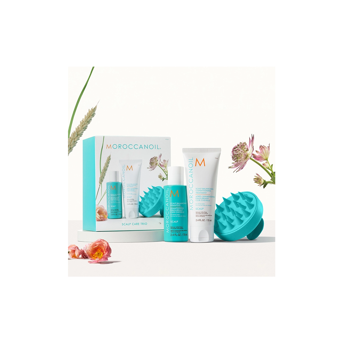 Купить Набор SCALP DISCOVERY KIT (баланс.шампунь+кондиционер 70мл + массаж. щетка) Moroccanoil Набор SCALP DISCOVERY KIT (баланс.шампунь+кондиционер 70мл + массаж. щетка)