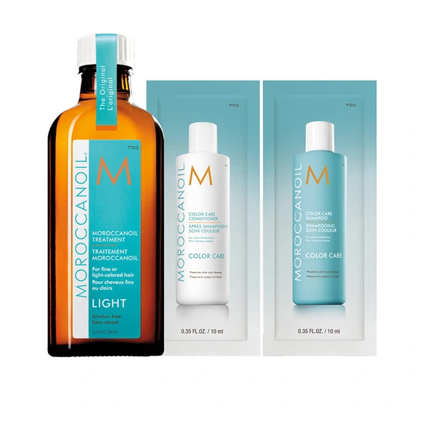 Moroccanoil Восстанавливающее масло для тонких и светлых волос 100 мл + шампунь и кондиционер 10 мл