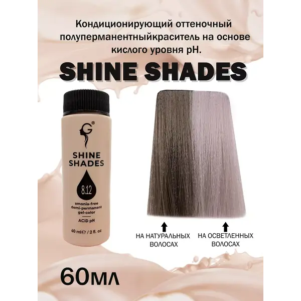 Gera Professional 8.12 полуперманентный гель-краситель Shine Shades, 60 мл