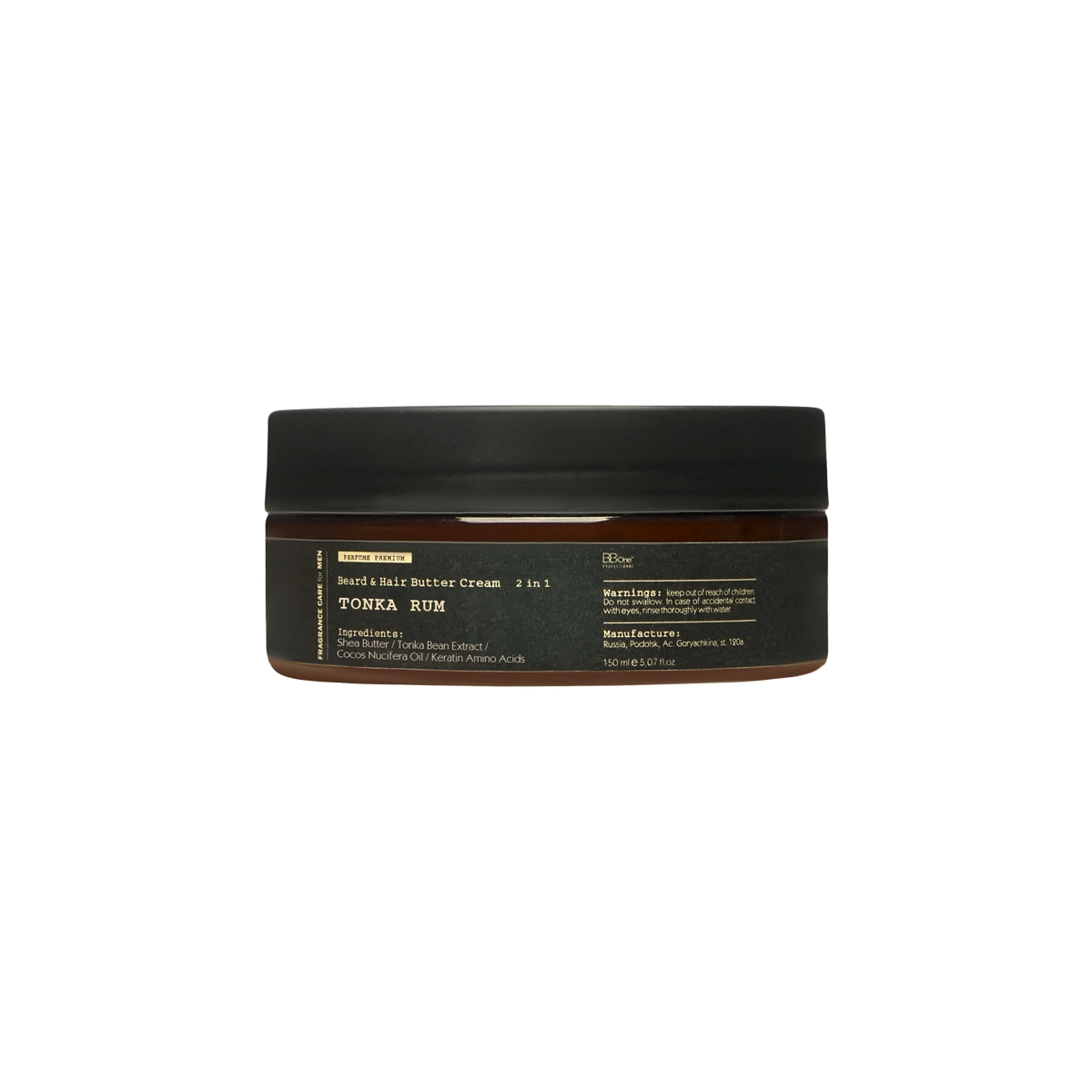 BB One Парфюмированный баттер-крем Beard&Hair Butter Cream 2 in 1 Tonka Rum, 150 мл