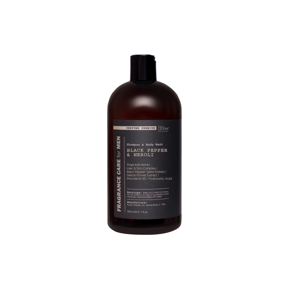 Купить Парфюмированный шампунь-гель для душа Fragrance Care MEN Shampoo & Body Black Pepper&Neroli, 900 мл BB One Парфюмированный шампунь-гель для душа Fragrance Care MEN Shampoo & Body Black Pepper&Neroli, 900 мл