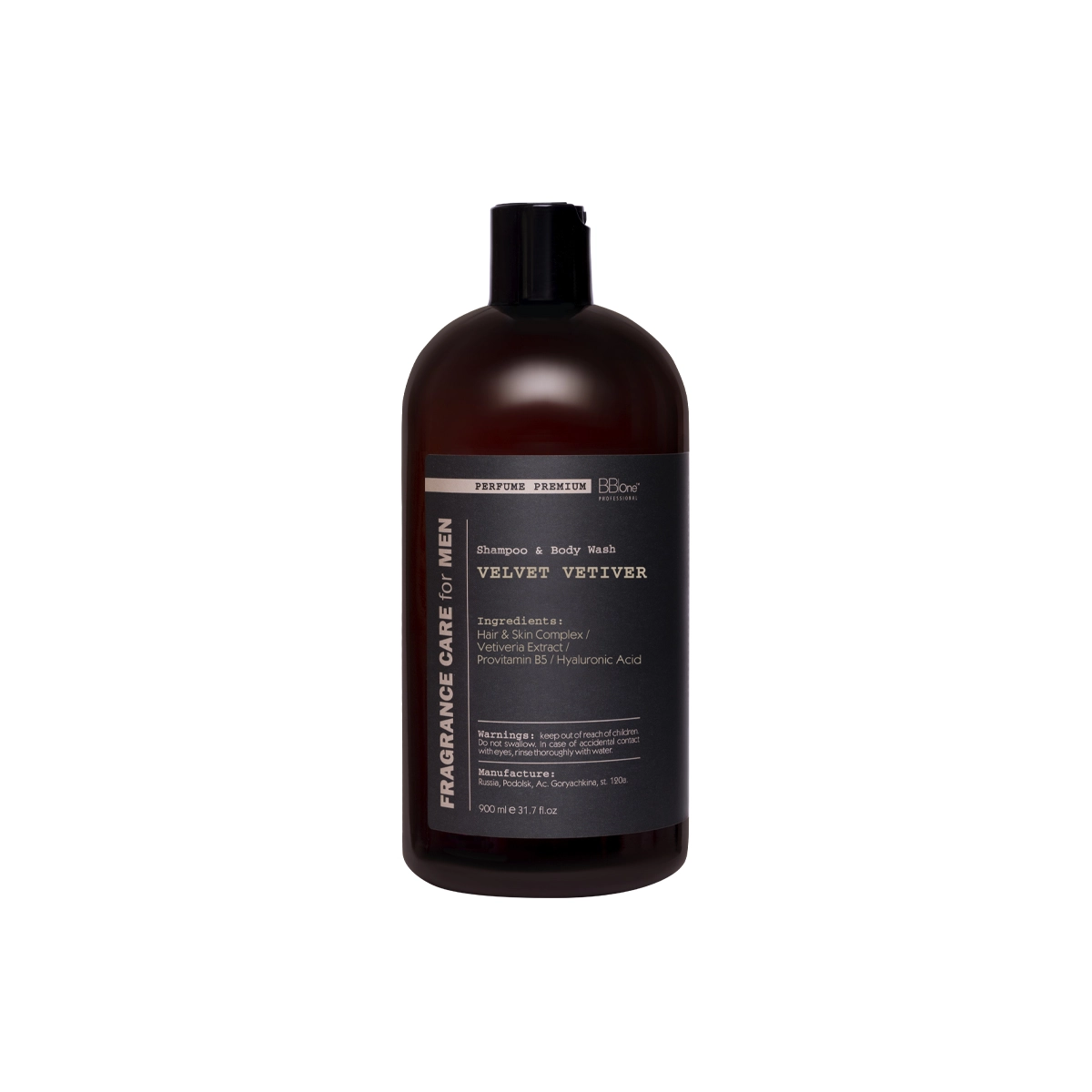 BB One Парфюмированный шампунь-гель для душа Fragrance Care for MEN Wash Velvet Vetiver, 900 мл