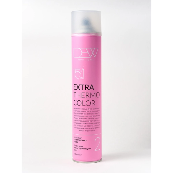 Dew Professional Лак 15 в 1 сверхсильной фиксации экстра термозащита цвета EXTRA THERMO COLOR, 500 мл
