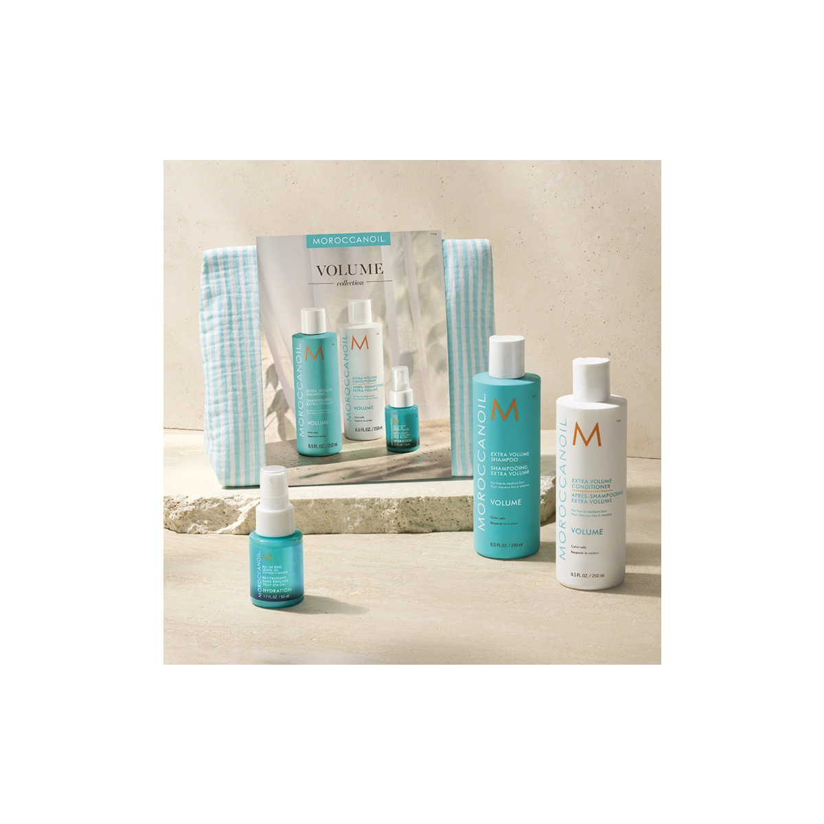 Moroccanoil Весенний набор в полос. косметичке Volume (шампунь 250 + кондиционер 250 + несм.кондиц 50 мл)