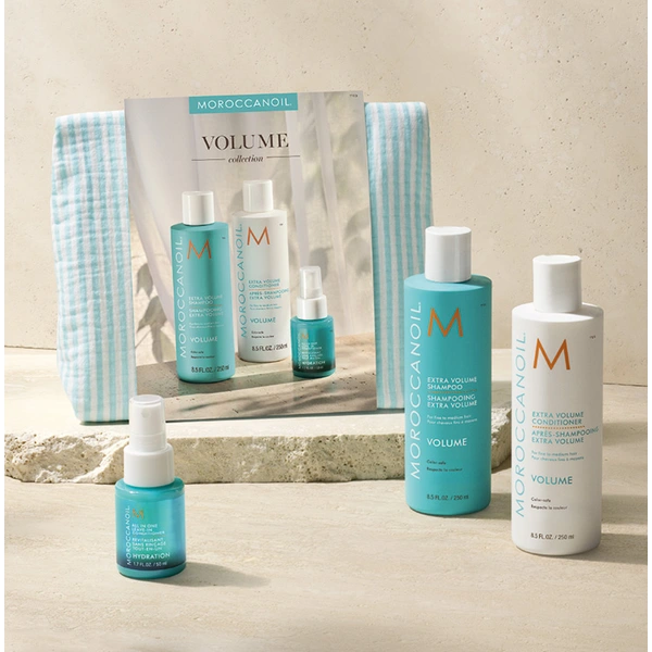 Moroccanoil Весенний набор в полос. косметичке Volume (шампунь 250 + кондиционер 250 + несм.кондиц 50 мл)