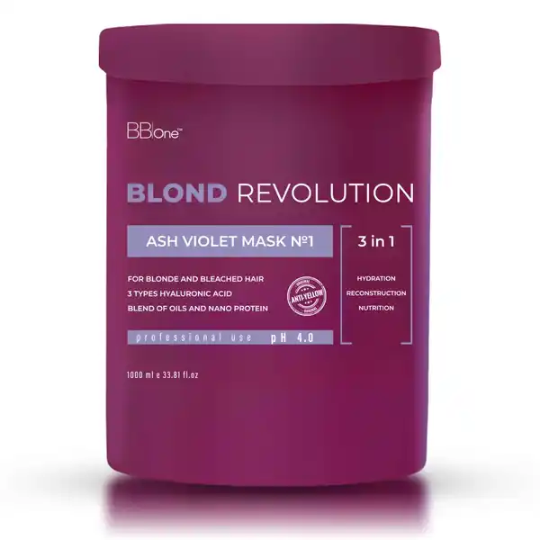Купить Маска для волос ASH VIOLET MASK №1 BLOND REVOLUTION, 1000 мл BB One Маска для волос ASH VIOLET MASK №1 BLOND REVOLUTION, 1000 мл
