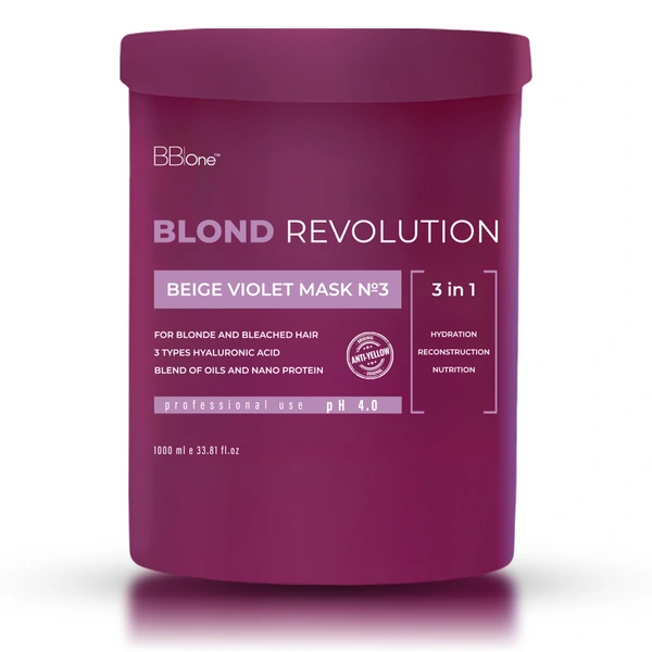 Купить Маска для волос BIEGE VIOLET MASK №3 BLOND REVOLUTION, 1000 мл BB One Маска для волос BIEGE VIOLET MASK №3 BLOND REVOLUTION, 1000 мл