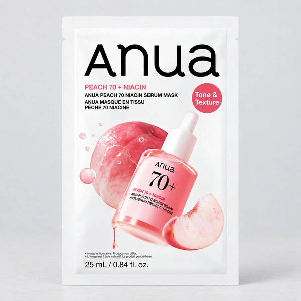 ANUA Тканевая маска с персиком для сияния кожи Anua PEACH 70 NIACIN Serum Mask, 25 г