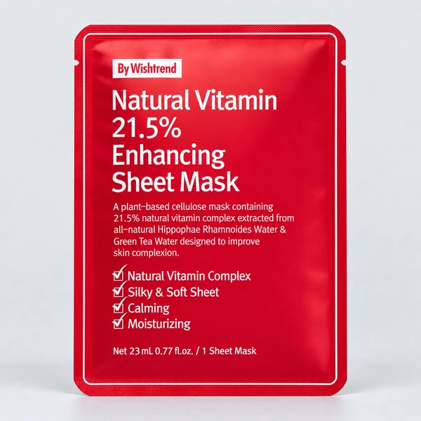 BY WISHTREND Витаминная антиоксидантная тканевая маска By Wishtrend Natural Vitamin 21.5%, 23 гр