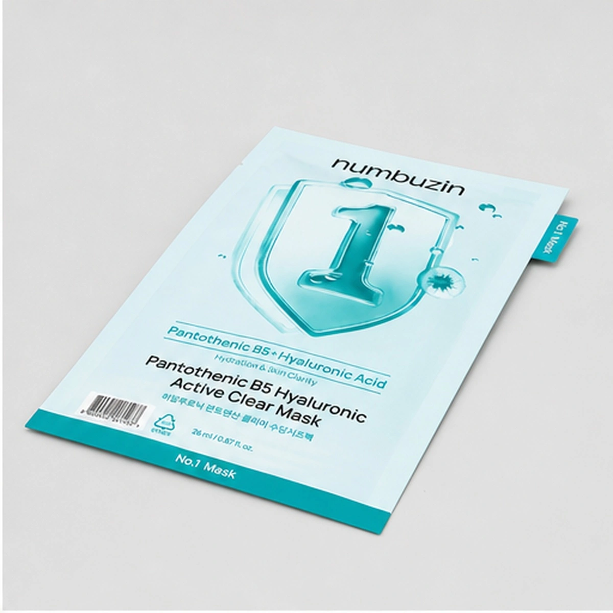 NUMBUZIN Тканевая маска против воспалений Numbuzin No.1 Pantothenic B5 Hyaluronic Active Clear Mask, 26 мл