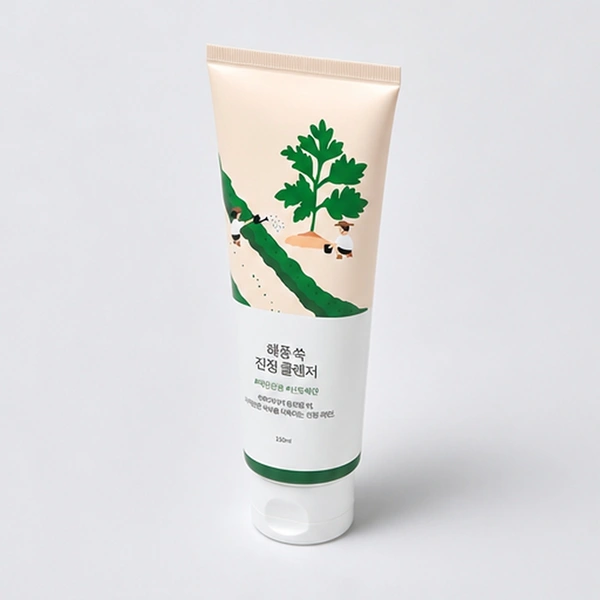 ROUND LAB Успокаивающая пенка для умывания с полынью Round Lab Mugwort Calming Cleanser, 150 мл